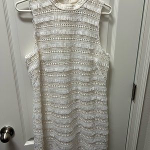 Jcrew white fringe dress